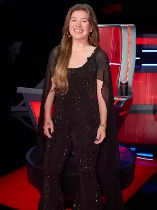 Kelly Clarkson The Voice S30 Black Embellished Jumpsuit