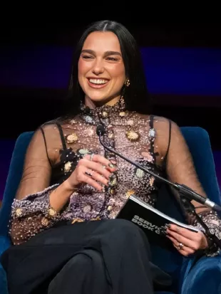 Dua Lipa Literature Festival 2026 Embelished Black Blouse