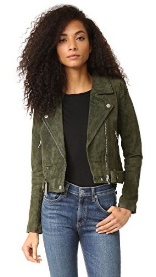 Blank Denim Women's Genuine Suede Moto Jacket