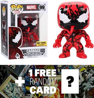 Marvel Carnage (Hot Topic Exclusive): Funko POP! x Universe Vinyl Bobble-Head Figure + 1 Free Official Trading Card Bundle (061821)