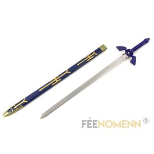 Épée De Link (Zelda) - Lame Rouillée Acier Avec Triforce - Fourreau Bois Laqué Bleu - Occasion