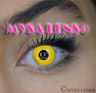 Lentilles De Contact De Couleur Fantaisie Crazy Lens Cosplay"MYSA LENS®" Yeux Jaune/Oeil Jaune Demon/Yellow Out + Solution Pour Lentilles 10ML + Etui Offert - 12 Mois sans correction