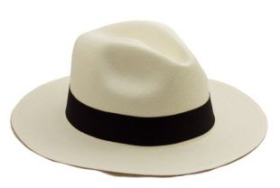 Chapeau Panama Traditionnel. Roulable et tissé. Paille naturelle. Gamme de couleurs. Extrêmement léger et respirable., Noir, 58
