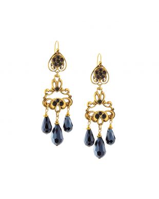 Jose Maria Barrera - Crystal Chandelier Drop Earrings, Black