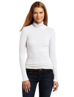 Splendid Women's 1X1 Long Sleeve Turtleneck Top,White,X-Small