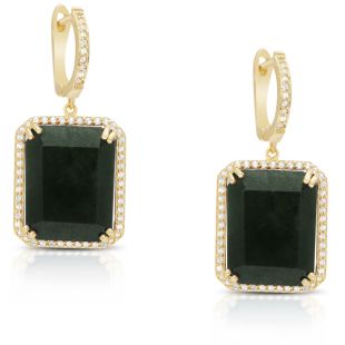 Gold Over Sterling Silver or Sterling Silver Gemstone Rectangle Dangling Earrings