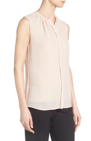 Hugo Boss - BOSS 'Binora' Sleeveless Pintuck Pleat Blouse (Regular ...