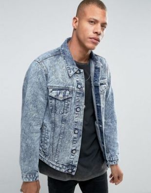 ASOS Denim Jacket In Blue Acid Wash at asos.com
