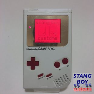 Nintendo Game Boy (blanc Play It Loud !)   thème FAMICOM !  Personnalisé avec rétro éclairage (Bivert Mod) rouge et boutons en silicone rouge