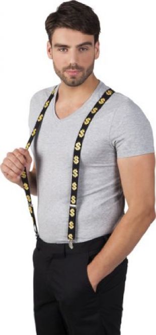 Bretelles Dollar doré Adulte - Taille Unique