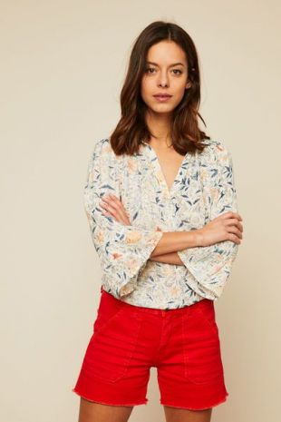 Chemisier fluide irisée imprimé floral