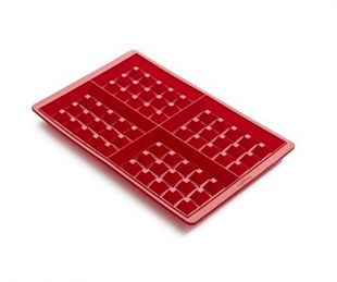 elle&lui moule à gaufre plaque pour 4 gaufres silicone four rouge cuisine patisserie Neuf
