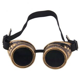 TRIXES Lunettes en Laiton Métallique Rétrofuturistes (Steampunk) Réglables Accessoires Déguisement de Fête Vintage