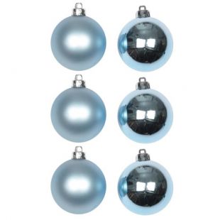 Lot de 6 Boules de Noël en PVC Bleu clair 6 cm