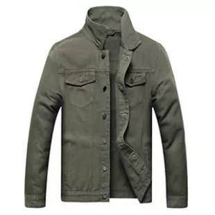 Jean Jacket for Men, Fashion Mens Denim Jacket Washed Classic Casual Distressed Ripped Slim Fit Trucker Jacket（2018 Army Green-M）