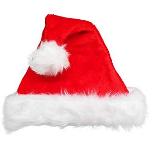 Bonnet De Noël Rouge En Peluche - Taille Unique, 100% Acrylique, Pour Père Noël, Fêtes Et Marchés