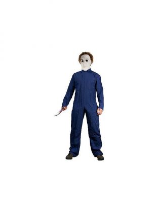 Ulikey Halloween Michael Myers Costume pour Adultes, Costume Horreur Halloween Cosplay avec Bleu de Combinaison Homme et Michael Myers Latex Masques pour Adultes Carnaval Halloween (M