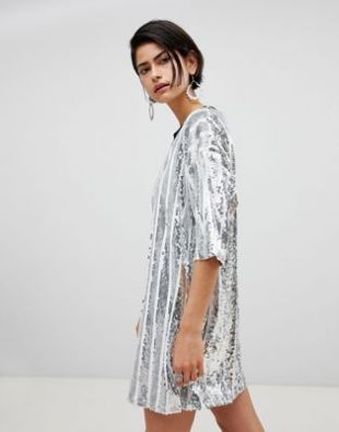 Ragyard   Robe t shirt à rayures ornée de sequins at asos.com
