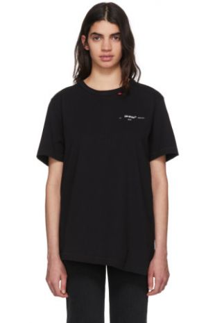 Off White   Black Script Spliced T Shirt