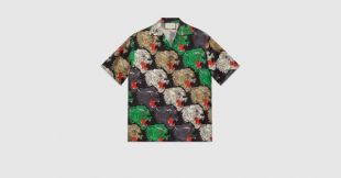 Gucci Chemise de bowling avec tête de panthère
