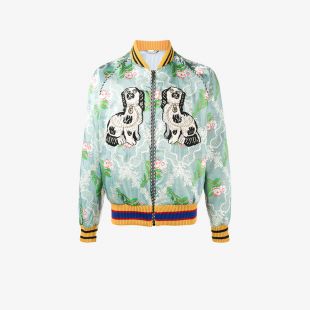 Gucci Blue Embroidered bomber jacket