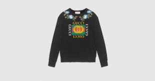 Gucci - Gucci Sweat shirt en coton à logo Gucci et fleurs