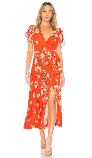 Free People ROBE DRAPÉE GORGEOUS JESS en Rayé Rouge