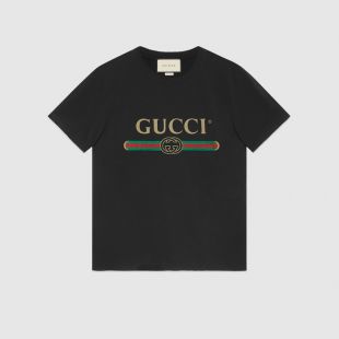 Gucci   T shirt oversize délavé avec logo Gucci