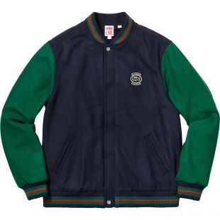 Supreme Supreme LACOSTE Wool Varsity Jacket Navy