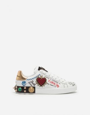 Sneakers en Cuir à applications   Chaussures Homme | Dolce&Gabbana
