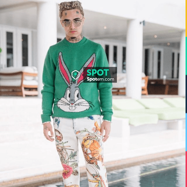 The knit sweater green Gucci "Bugs Bunny" Lil on his account Instagram | Spotern
