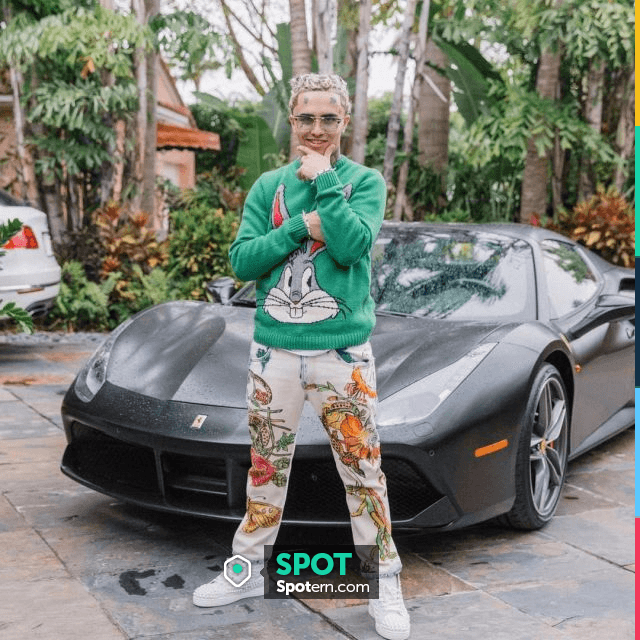 Lil Pump Wearing a Rick Owens Sweater With Spiked Louboutin Sneakers