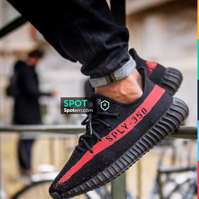 yeezy boost 350 v2 black red outfit