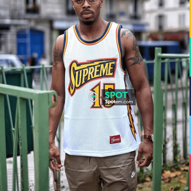 Supreme SS18 Bolt Basketball Jersey White Logo SUP-SS18-429