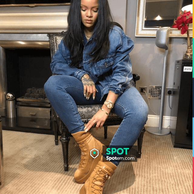 Rihanna's Fenty Puma scuba boots on her 