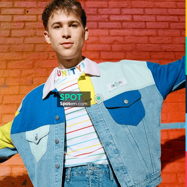 asos design x glaad & denim jacket in color block