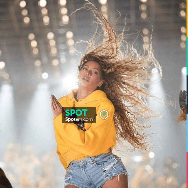 beyonce yellow cropped hoodie