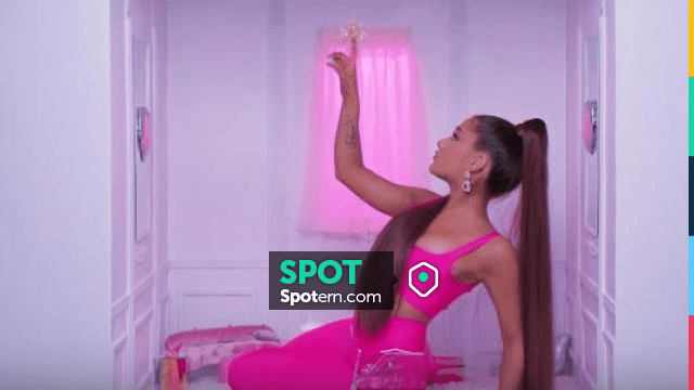 The top neon pink Ariana Grande in clip 7 rings Spotern