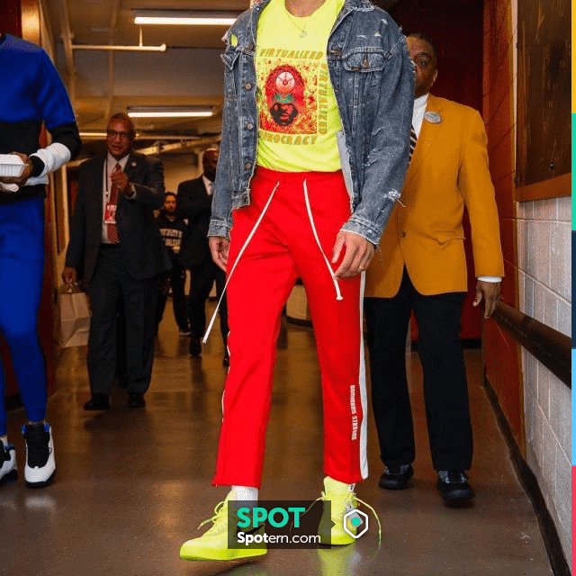 The Pair Of Nike Air Force 1 Off White Volt Worn By Russell Westbrook On A Post Instagram Spotern