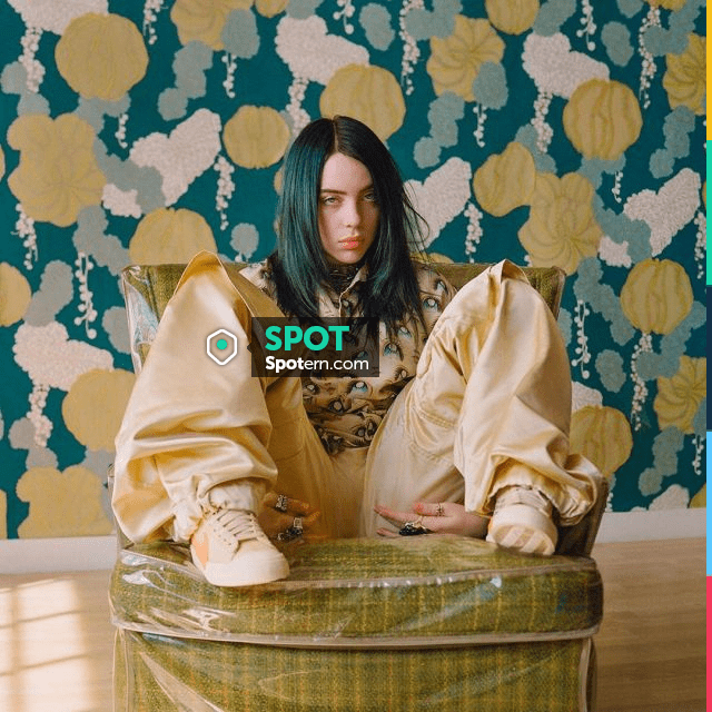 Raf Simons Yellow Satin Slim-Leg Trousers worn by Billie Eilish on the ...