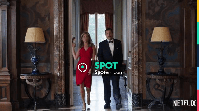 jennifer aniston red dress murder mystery Red Wrap Dress worn by Audrey Spitz (Jennifer Aniston) in Murder Mystery