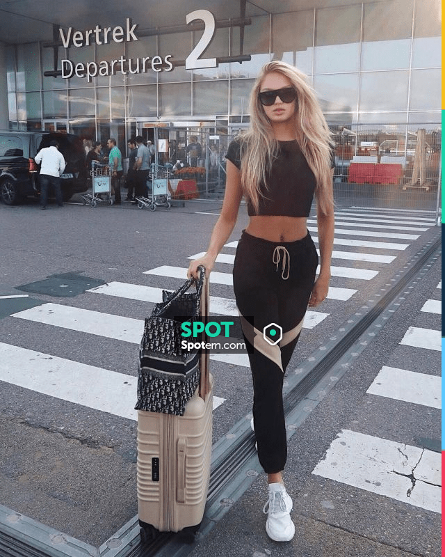Ninety Percent Striped Organic Cotton Jersey Track Pants worn by Romee  Strijd Los Angeles August 9, 2019