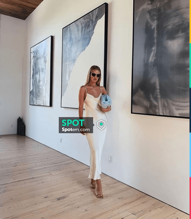 The bazilika viscose silk slip midi dress worn by Rosie Huntington