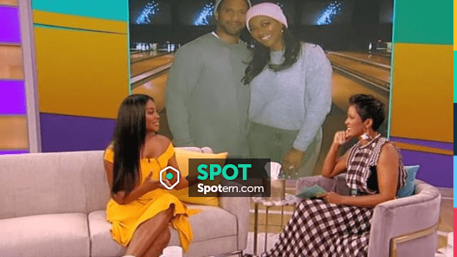 Roland Mouret arch off-the-shoulder midi dress worn by Kenya Moore on  Tamron Hall Swow SEPTEMBER 17, 2019