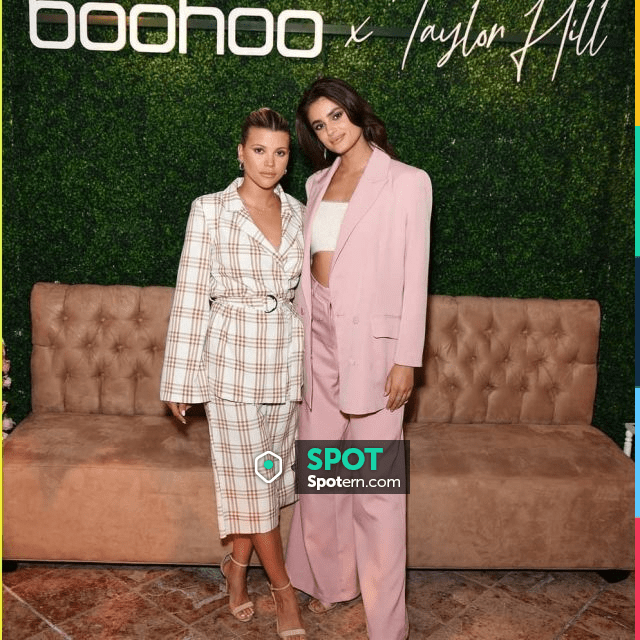 Boohoo wide leg checked trousers worn by Sofia Richie Boohoo Tea Party