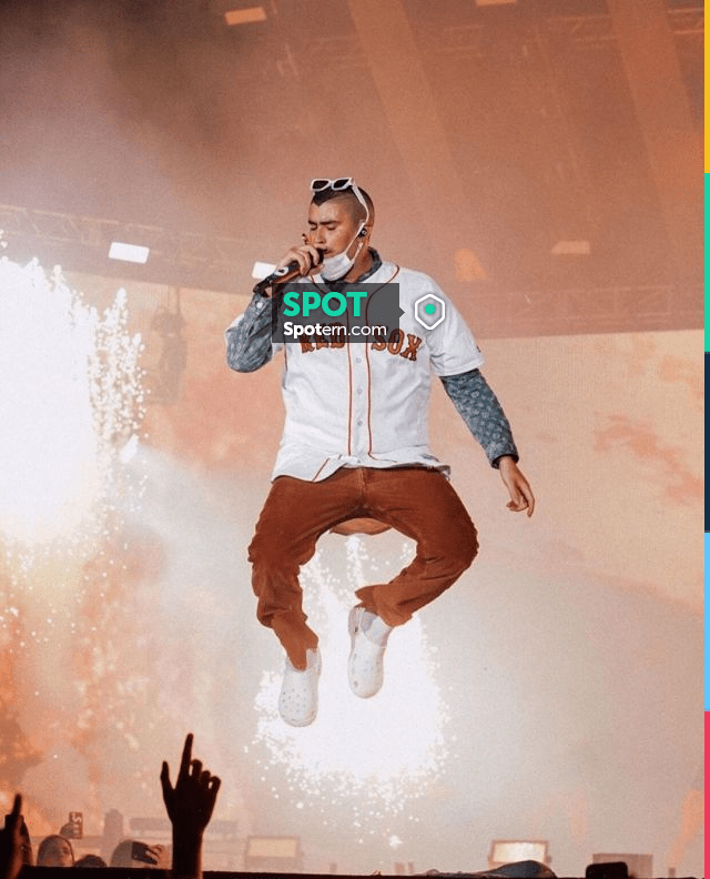 Boston Red Sox Blank White Jersey worn by Bad Bunny on his