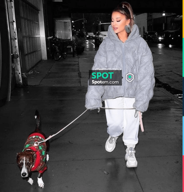 Louis Vuitton Monogram Puffer Jacket worn by Ariana Grande New York City  November 18, 2019