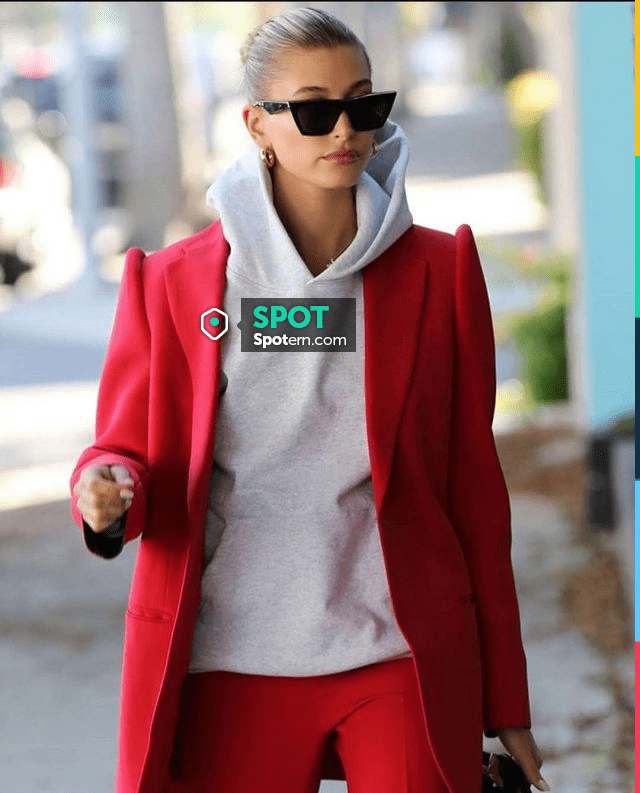 Balenciaga Suspended Shoulder Jacket worn by Hailey Bieber Beverly