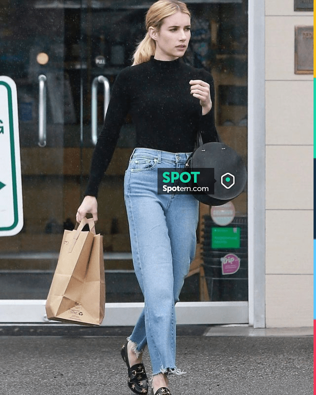 Clare V. Petit Alistair Bag in Black worn by Emma Roberts Los Feliz January  25, 2020