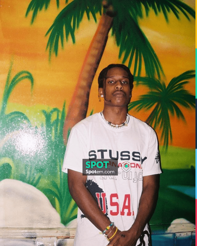 At bidrage fredelig Original The white t-shirt stussy international x cactus lalnt fea worn by A$AP Rocky  on the account Instagram of @asaprocky | Spotern